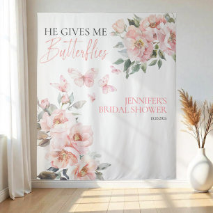 Vlinders Roze Blush Vrijgezellenfeest Achtergronde Wandkleed
