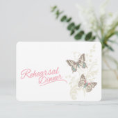 Vlinders roze bruiloft repetitie diner uitnodiging (Staand voorkant)