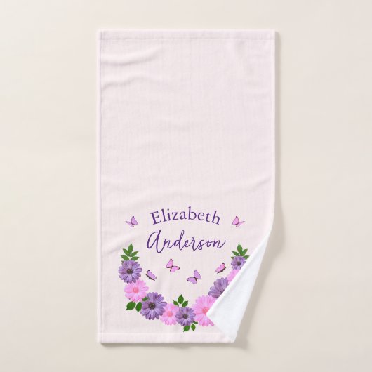 Vlinders roze en Paarse Handdoek (Handdoek)