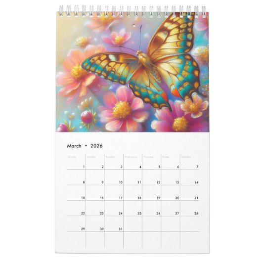 Vlinders schilderij kalender (Mar 2026)