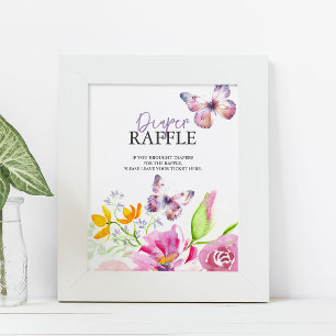 Vlinders & slaapliedjes Luier Raffle Baby shower Poster