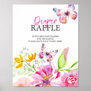 Vlinders & slaapliedjes Luier Raffle Baby shower Poster