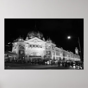 Vlinders Station, Melbourne - Zwart-wit Poster