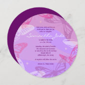 Vlinders & Sterren Ronde Bat Mitswa Uitnodiging (Voorkant / Achterkant)