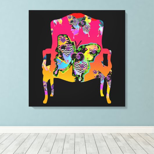 Vlinders Stoel Canvas Print (Insitu (Houten vloer))