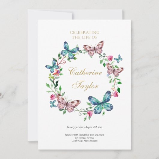 Vlinders Uitvaartorde van de dienstprogramma Kaart (Voorkant)