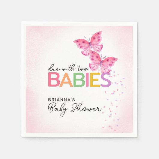 Vlinders Verschuldigd met Twee Tweeling Meisjes Ba Servet (Voorkant)