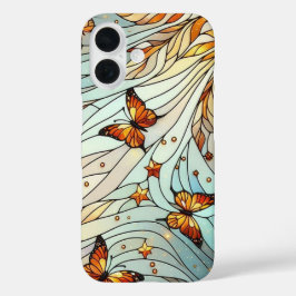 Vlinders Vlekglas Patroon iPhone 16 Hoesje