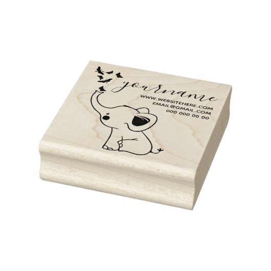 Vlinders vliegen uit de neus van een olifant 	rubberstempel (Stempel)