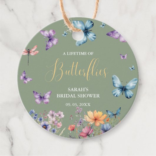 Vlinders voor het leven Bruidsmeisjesfeest Tafel Bedankjes Labels (Voorkant)