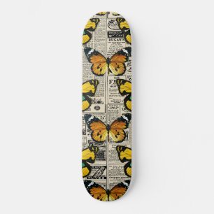 Vlinders Warme Kleur Vintage Krant Vlinder Skateboard