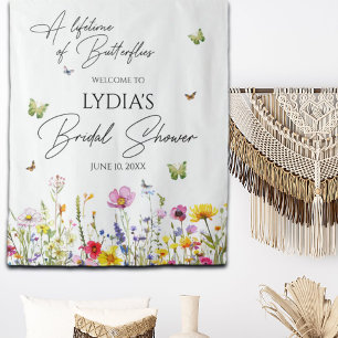 Vlinders Wildflower Vrijgezellenfeest Achtergrond Wandkleed