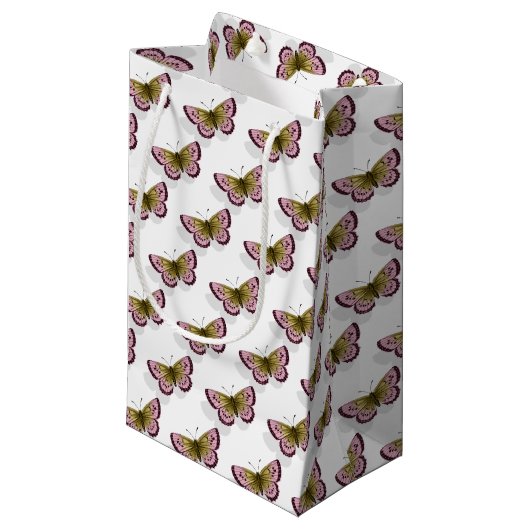 vlinderschaduw op wit klein cadeauzakje (Voorkant Gekanteld)