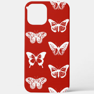 Vlinderschets, diep rood en wit iPhone 12 pro max hoesje