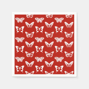 Vlinderschets, diep rood en wit servet