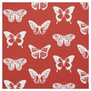Vlinderschets, diep rood en wit stof