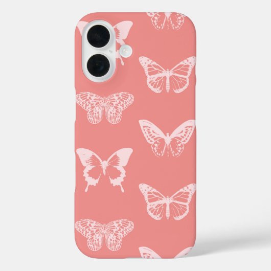 vlinderschets, koraalroze Case-Mate iPhone case (Achterkant)