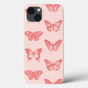 vlinderschets, koraalroze iPhone 13 hoesje