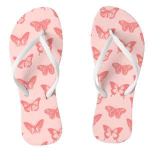 Vlinderschets, koraalroze teenslippers