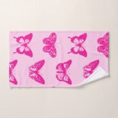 Vlinderschets, lichtroze en fuchsia bad handdoek (Handdoek)