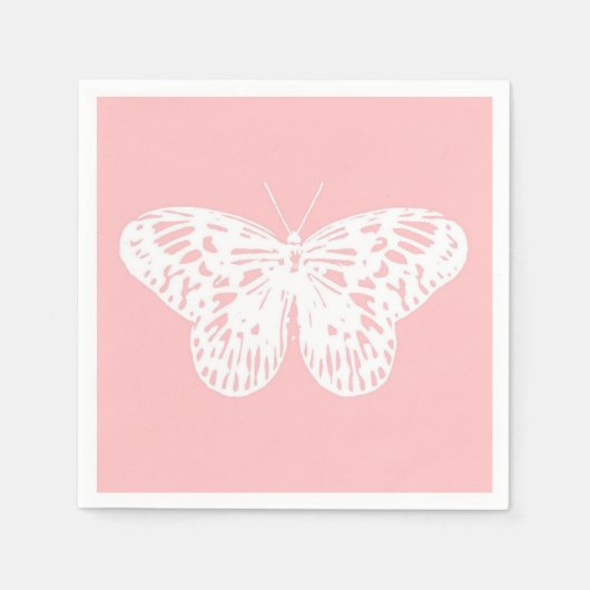 Vlinderschets, schelp roze en wit servetten (Voorkant)