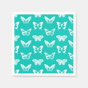 Vlinderschets, turquoise en wit servet