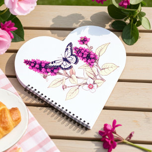Vlinderstruik met magenta bloemen notitieboek