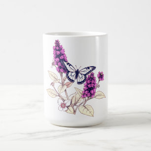 Vlinderstruik met magentakleurige bloemen koffiemok