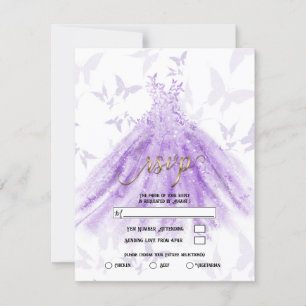 Vlinderta Purple Jurk Bruiloft RSVP Kaart