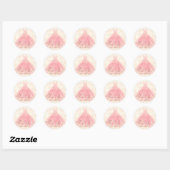 Vlindertaart Roze Glitter Jurk Bruidsmeisje Ronde Sticker (Vel)