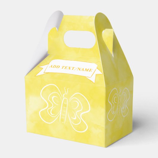 Vlindertekening Aangepaste Gele Waterverf Bedankdoosjes (Achterkant)