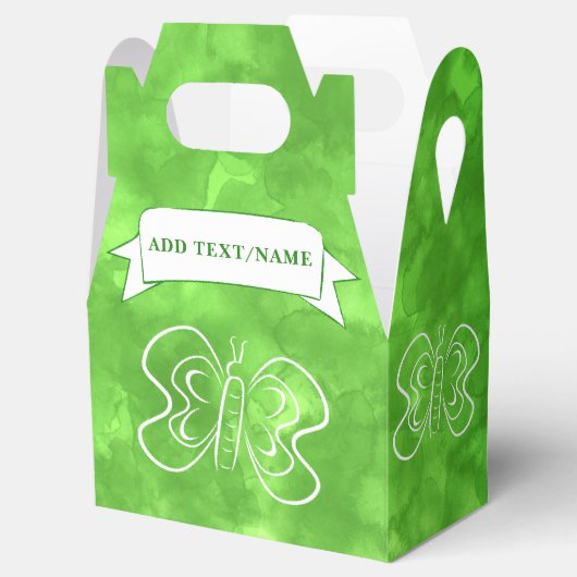 Vlindertekening Aangepaste groene Waterverf Bedankdoosjes (Geopend)