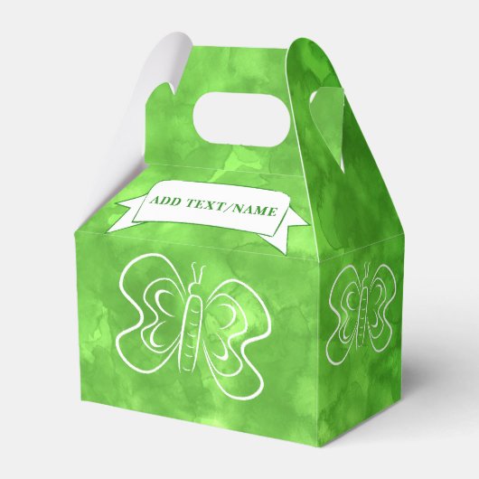 Vlindertekening Aangepaste groene Waterverf Bedankdoosjes (Voorkant Zijde)