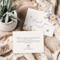 Vlinderthema Pastelkleurige Baby Shower Bedankkaar