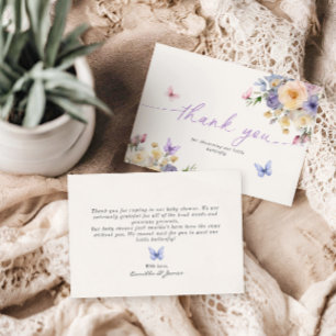 Vlinderthema Pastelkleurige Baby Shower Bedankkaar Kaart
