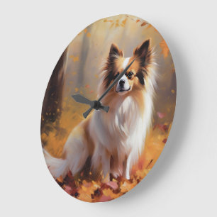 Vlindertje in herfstbladeren laat zich inspireren grote klok
