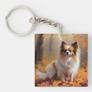 Vlindertje in herfstbladeren laat zich inspireren sleutelhanger