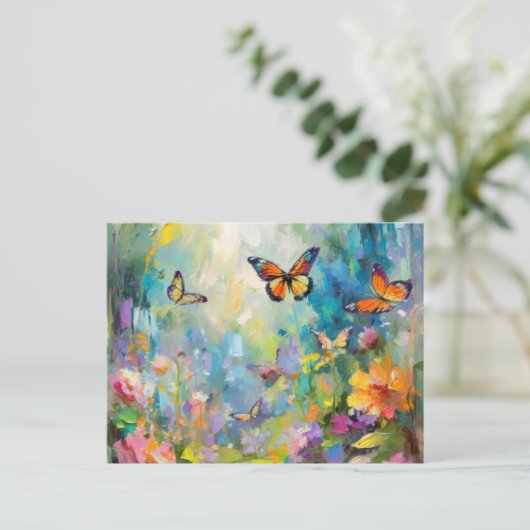 Vlindertuin Moderne Abstracte schilderkunst Briefkaart (Staand voorkant)