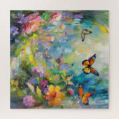 Vlindertuin Moderne Abstracte schilderkunst Legpuzzel (Horizontaal)