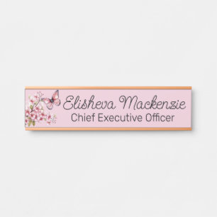 Vlindertuin Roze Gouden Kantoor Deur Bord Deurbordje