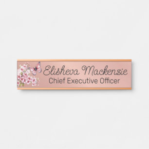 Vlindertuin Roze Gouden Kantoor Deur Bord Deurbordje