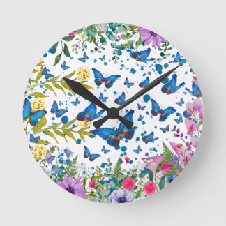 Vlindertuin Wandklok - Artistiek Bloemstuk Tijd Ronde Klok