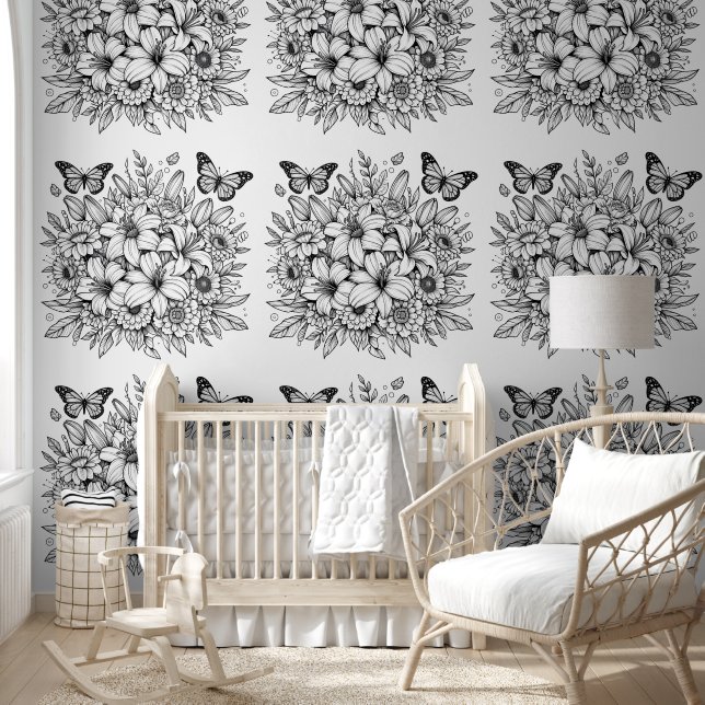 vlindertuinkleuring behang (Kinderen)