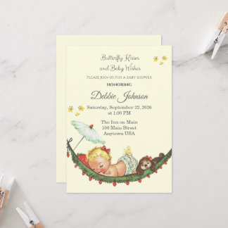 Vlindervintage geïnspireerde babyshower uitnodigin kaart