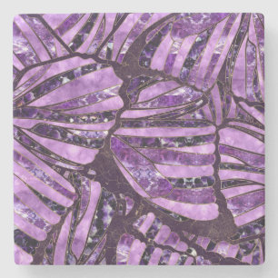 Vlindervleugelpatroon - Amethyst en Gold Texture Stenen Onderzetter