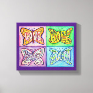 Vlindervleugels Woordkunst verpakt Canvas schilder Afdruk