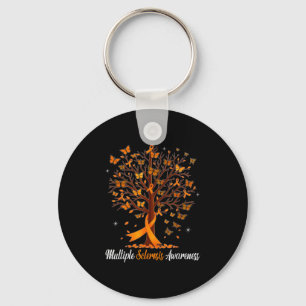 Vlindervlinder oranje voor multiple sclerose bewus sleutelhanger
