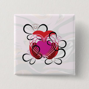 Vlindervlindersliefde Hartslag Van Liefdegemarme Vierkante Button 5,1 Cm
