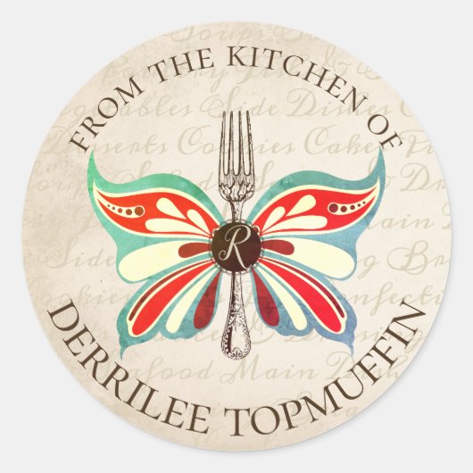  vlindervork uit de keuken van sticker (Voorkant)