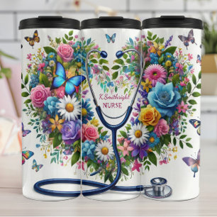 Vlindervormige Bloemstethoscoop Verpleegster Hart Thermosbeker